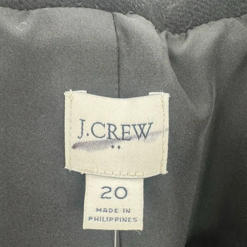 J. Crew Factory Belted Wool-Blend Trench Coat Long Sleeve Black Size 20 NWT